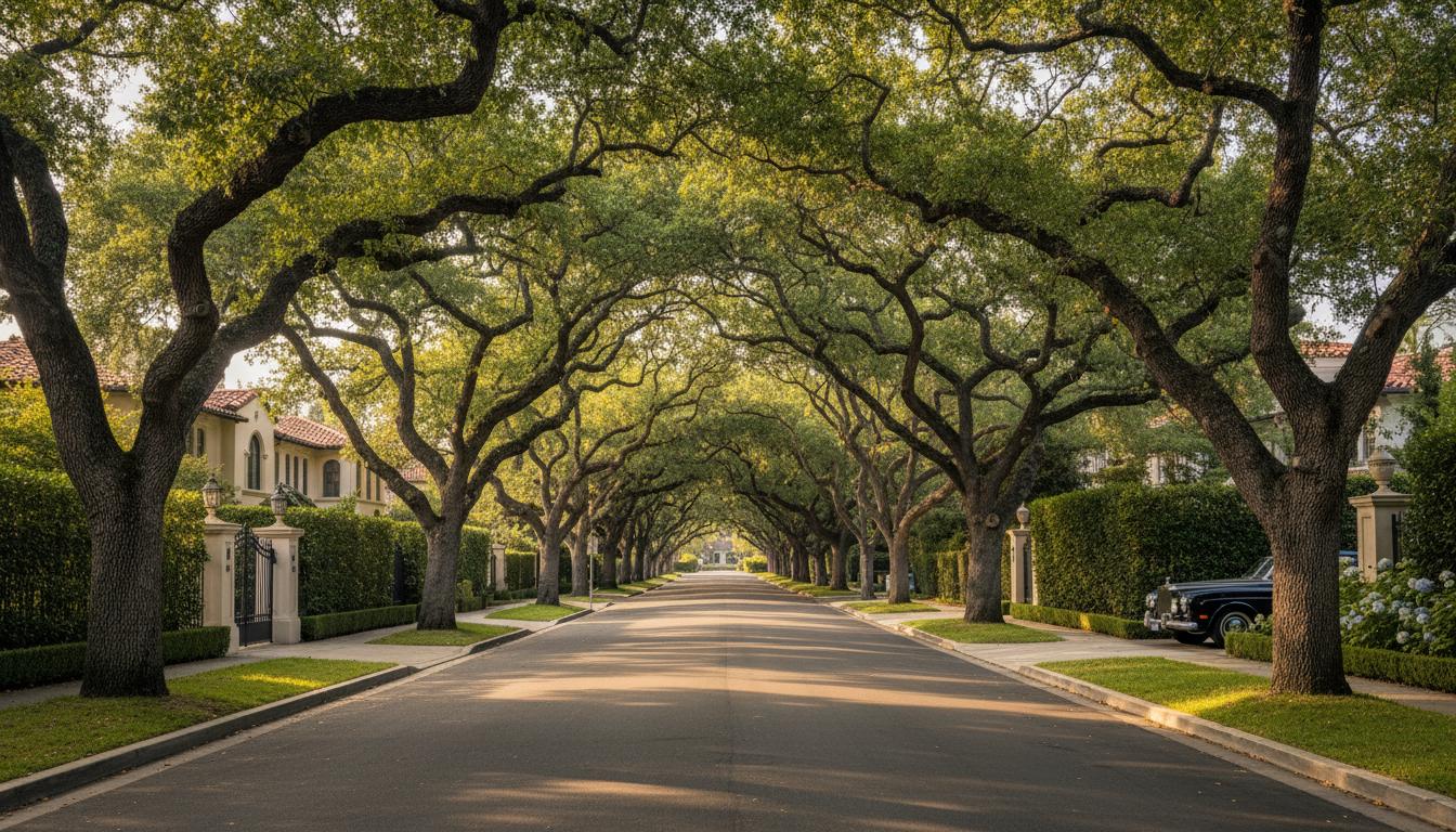 Tree-lined street in Atherton