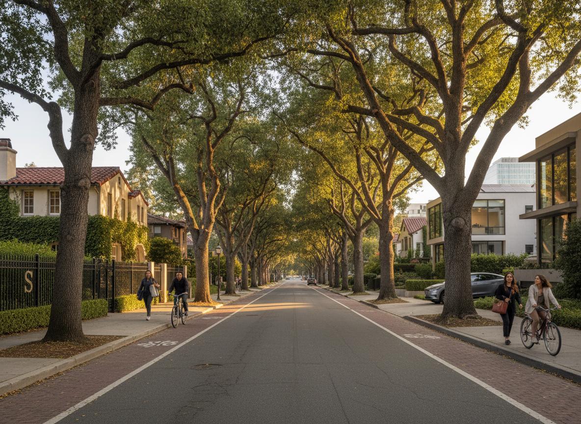 Palo Alto street with tree canopy